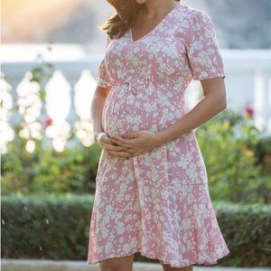 Pink Floral Dress for Nursing and Maternity